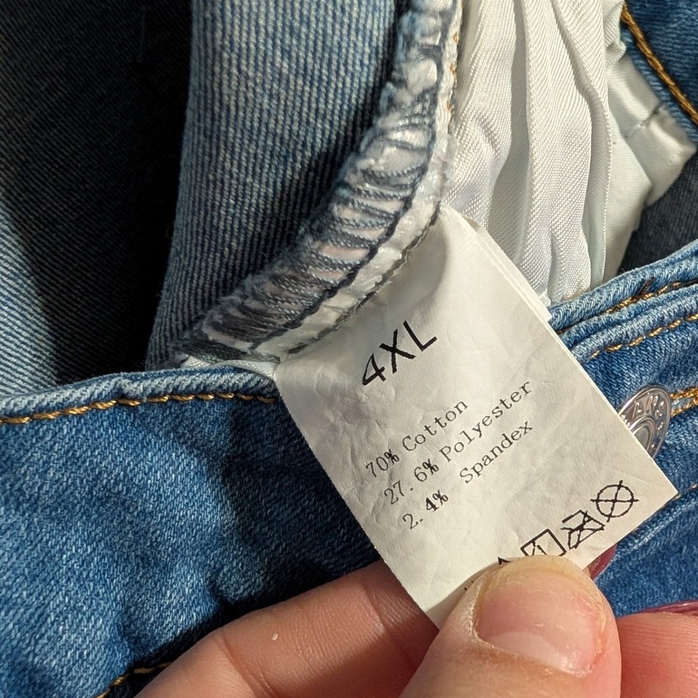 Unbranded Distressed Skinny Jeans Womens 4XL Blue Good Ripped Frayed Hem Stretch - Picture 3 of 6